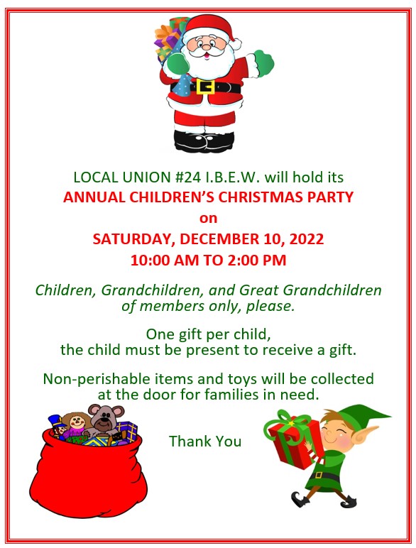<br /><strong>Our Children's Christmas Party is December 10th!