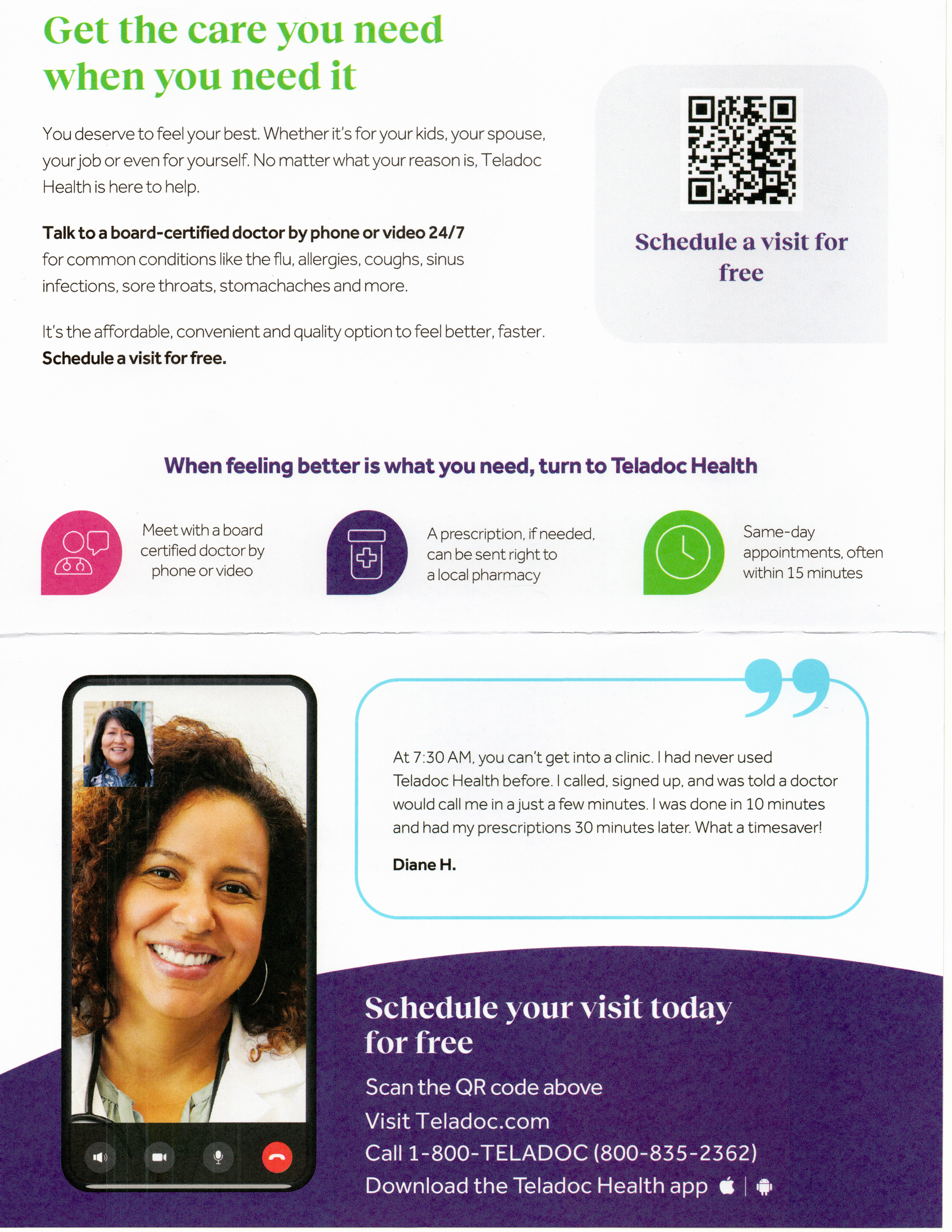 <br /><strong>Would a virtual doctor's visit make your life easier? Teladoc Health has got you covered - and it is part of our healthcare benefit package.