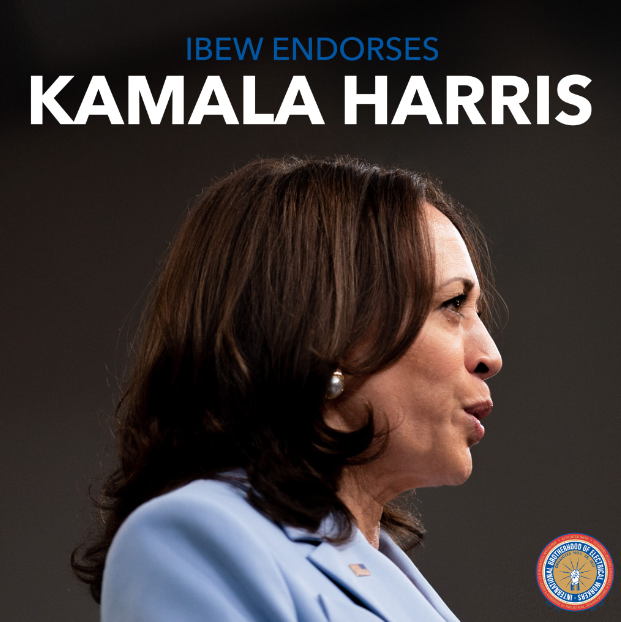 <br /><strong>IBEW endorses proven ally Vice President Kamala Harris for President of the United States