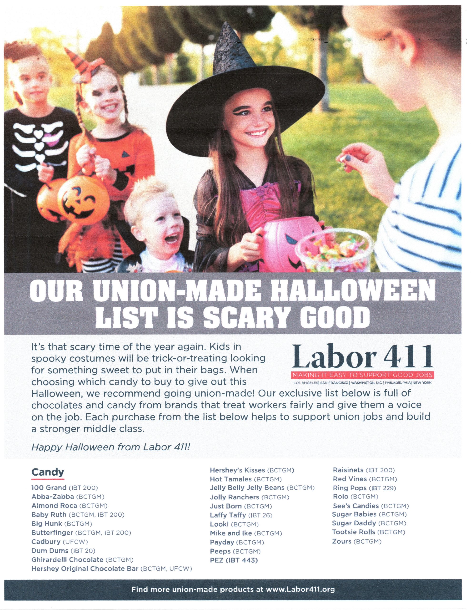 <br /><strong>Make it a UNION-MADE Halloween with these candies!